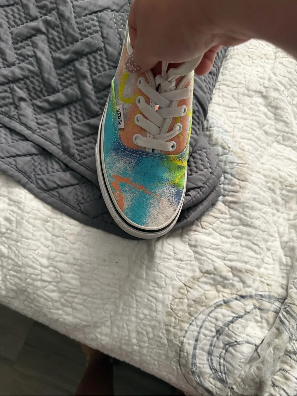Vans  Tie-Dye Low-Top Sneakers in Blue, Peach, Yellow